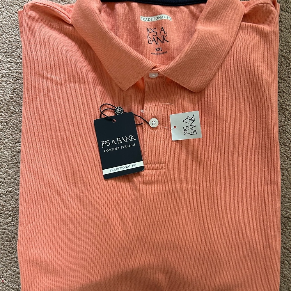 New w/tags Joseph A. Bank Orange Polo Shirt Classic Style. XXL